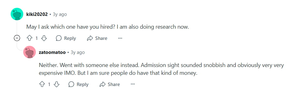 Admission Sight review on Reddit. admission sight review