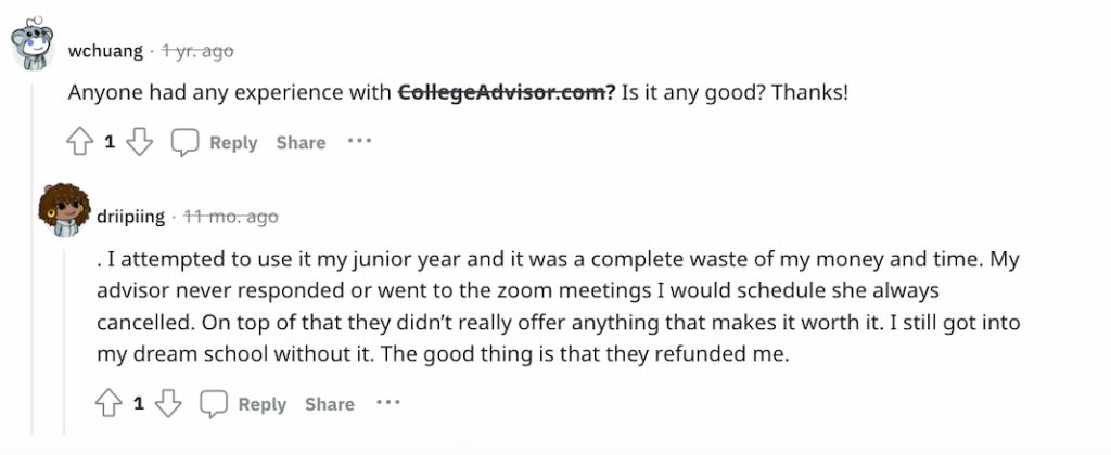 college advisor review