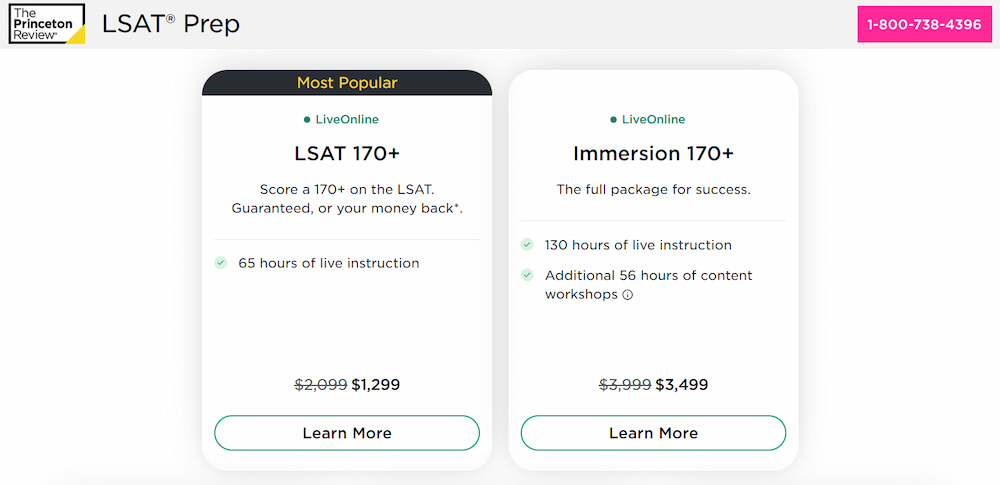 Princeton Review LSAT prep pricing