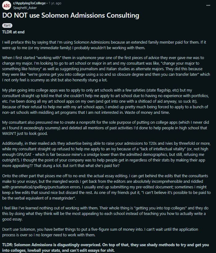 Solomon Admissions Consulting Review Worth It?